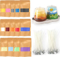 Monivi Unscented Sand Candles with Wicks 14Colors Pearled Candles Sand and Wicks 100pcs for Home Décor or Gifts, 24.7oz Refillable Pearled Candle Wax for DIY Candles Making Kit(1.76oz Each Color)