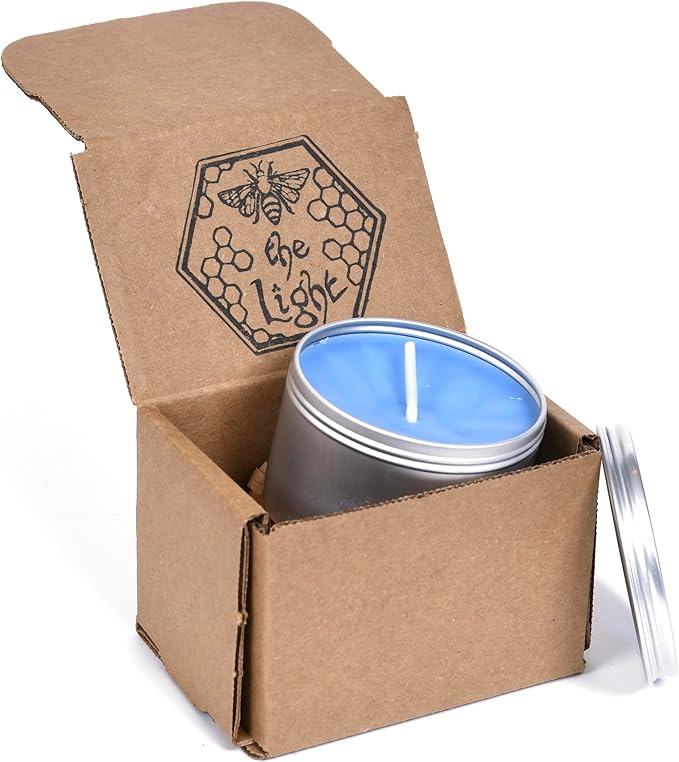 BeeTheLight Beeswax Jar Candle - 100% Pure USA Bees Wax in Glass Container - All Natural Light Honey Scent