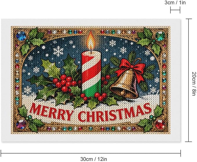 AIVKIEJK Diamond Painting Kits for Adults - Merry Christmas Candle & Holly Accents Painting DIY 5D Full Drill Diamond Dots Paintings with Diamonds Gem Art and Crafts Home Decor 8"x12"