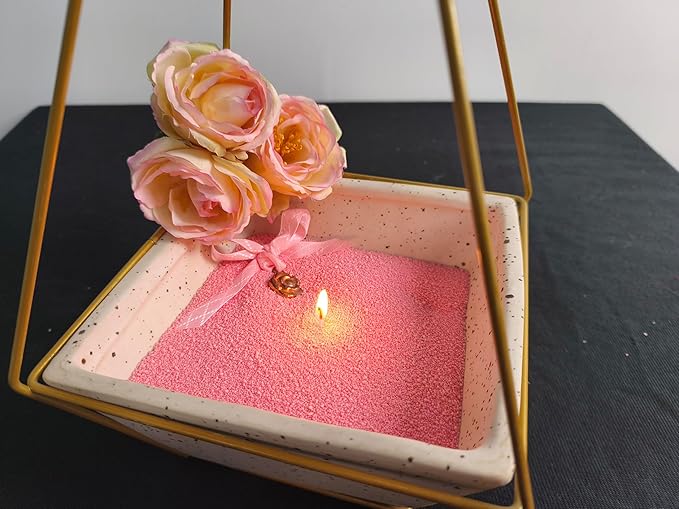 DRMAISON Pearled Candle Wax Sand DIY Kit - 17.6 oz, Flamingo Pink, Non-Toxic&Smoke-Free, Refillable with 30 Wicks, Long-Lasting Flame, Highly Customizable for Wedding, Party&Holiday Decor