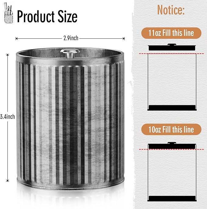 Domivirgo Empty Candle Tins for Making Candles, 10oz Vintage Style Candle Jars, Candle Containers with lid (Grey)