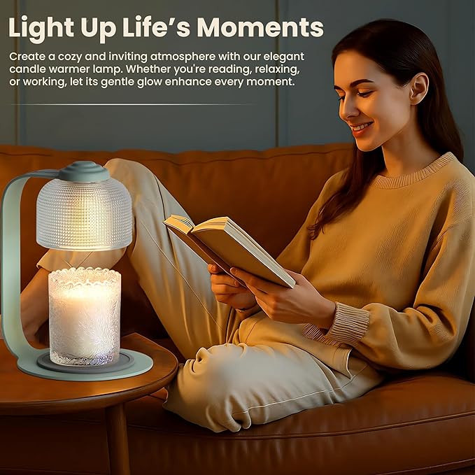 Candle Warmer Lamp with Timer - 4.92'' Dimmable Candle Lamp Warmer, Christmas Birthday Gift for Women & House Warming with Flameless Fragrance, Room Decor Green Lamp Warmer for Mom Gifts