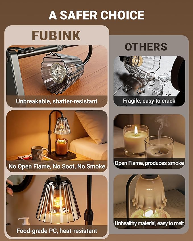 Candle Warmer Lamp with Timer & Dimmer, Birthday Gifts for Women Mothers Day, Height Adjustable Shatterproof Electric Wax Melt Warmer for Jar Candles, Modern Candle Lamp for Home Decor, With 2 Bulbs