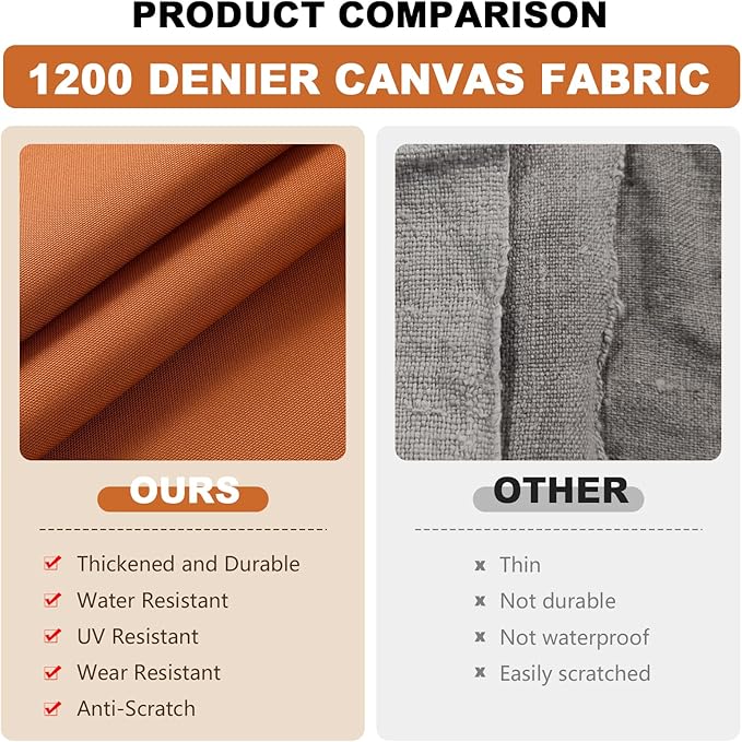 1200D Thicken Waterproof Canvas Fabric by The Yard 58" W Water-Resistant Polyester Fabric Heavy Duty Outdoor Upholstery Material for Chair Patio Cushion Furniture Cover Sewing DIY, 2 Yards Orange