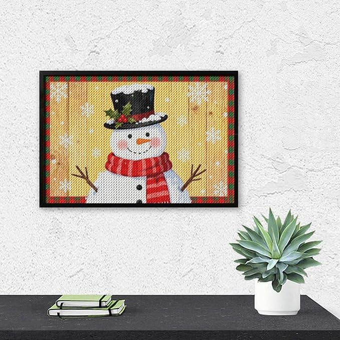 AIVKIEJK Diamond Painting Kits for Adults - Festive Snowman Red Scarf Painting DIY 5D Full Drill Diamond Dots Paintings with Diamonds Gem Art and Crafts Home Decor 8"x12"