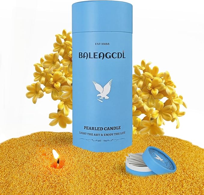 Pearled Candles with 30 Wicks -18 Oz YUKCAXDLS Osmanthus Sanctuary Scented DIY Pearleds Wax Refillable for Making Lasts up to 100+ Hours of Steady Burn Smokeless - Dark Yellow