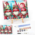 Meothan Framed Paint by Numbers Kits for Adults, Christmas Gnomes Paint by Number on Canvas with Easel for Home Wall Decor 11.8x15.7inch (30x40cm)