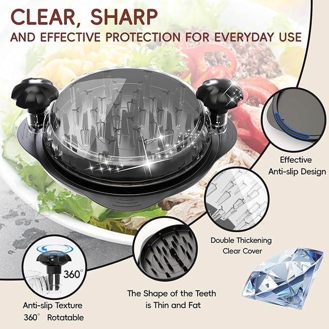 XL11.5” Chicken Shredder, Large Pro Meat Shredder Tool Twist with Ergonomic Handle, Strong Non-Slip Base, Dishwasher Safe, Kitchen Chicken Grinder for Ground Food, Vegetables, Black
