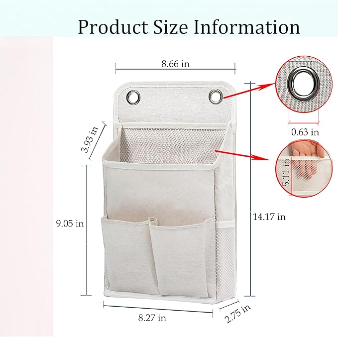 Hanging Basket for Organizing, Wall Organizer with Pockets and Over The Door Organizer，Can for Home, Closet, Office and Camper (4 White)