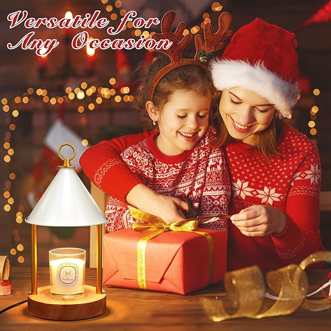 OGACFO Candle Warmer Lamp with Timer and Dimmable, Birthday Gifts Women Mom, Flameless Wax Warmer with Anti-Scald Bi Metal Shade for Jar Candles, Includes 2 Bulbs, Home Decor (White)