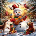 MEIYUDA Christmas Diamond Painting Kits for Adults, 5D Happy Snowman with Animals Diamond Art Kits for Beginners, Jolly DIY Gem Art Crystal Painting for Home Wall Decor and Present 12x12inch