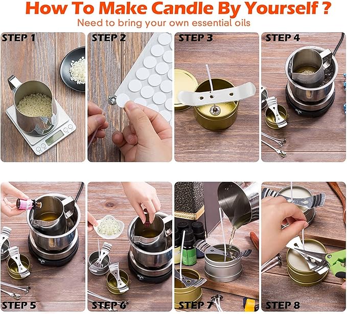 DIY Wax Candle Making Kit, Fragrant Candle Making Kit, 50 Candle Machines, 8 Pots, Handmade Candles and Craft Supplies for Beginners TH0JY-1210