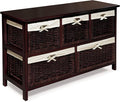 Badger Basket Five Drawer Nursery Storage Organizer with Wicker Baskets and Removable Liners - Wicker/Espresso