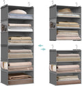 SONGMICS Hanging Closet Organizer, 6-Tier Fabric Storage Shelf, Separable Closet Hanging Shelf with Side Pockets, Foldable, Metal Hooks and Bamboo Inserts, Dove Gray URCH007G01