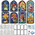 Tinlade 32 Set Winter Nativity Scene Suncatchers Craft Kit DIY Christian Suncatcher Crafts with Tissue Paper Religious Arts Projects Window Stained Glass Hanging Ornaments Winter School Activities