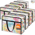 Clear Under Bed Storage Containers - 8 Pack Large Capacity Clothes Storage Bags with Lid & Sturdy Handles, Foldable Moving Bags, Clothing Organizer Totes for Bedding, Comforter, Sheet（60 L）