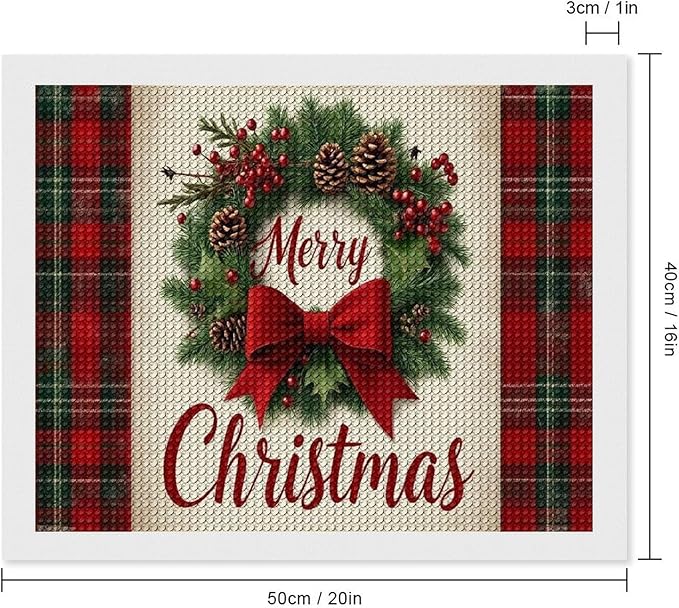 AIVKIEJK Diamond Painting Kits for Adults - Merry Christmas Red Bow & Pine Cones Painting DIY 5D Full Drill Diamond Dots Paintings with Diamonds Gem Art and Crafts Home Decor 16"x20"