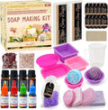 Soap Making Kit for Adults & Kids, Melt and Pour Soap Making Supplies with Shea Butter & Clear Base, 6 Silicone Molds, Colors, Fragrances, Dried Flowers & Gift Bags – DIY Soap Craft Kit for Beginners