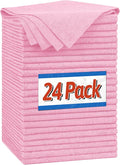 FIXSMITH Microfiber Cleaning Cloth, Shop Towels Bulk, 24 Pack Pink Microfiber Towels for Cars, All-Purpose Absorbent Cleaning Rags, Dust Cloth for Automotive, Mechanic, Garage, Bar, 12 x 11 inch