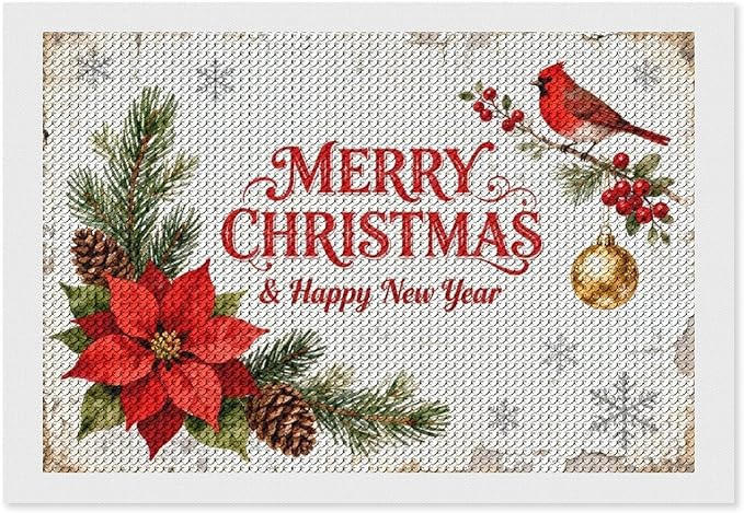 AIVKIEJK Diamond Painting Kits for Adults - Merry Christmas & Happy New Year Painting DIY 5D Full Drill Diamond Dots Paintings with Diamonds Gem Art and Crafts Home Decor 8"x12"