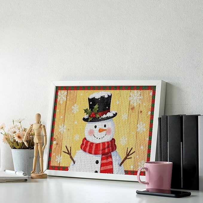 AIVKIEJK Diamond Painting Kits for Adults - Festive Snowman Red Scarf Painting DIY 5D Full Drill Diamond Dots Paintings with Diamonds Gem Art and Crafts Home Decor 12"x16"