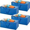 4 Pack Extra Large Moving Bags with Backpack Straps Heavy Duty Storage Bags with Handles Strong Zippers Space Saving Heavy Duty Storage Tote Alternative to Moving Boxes and Bins, Blue