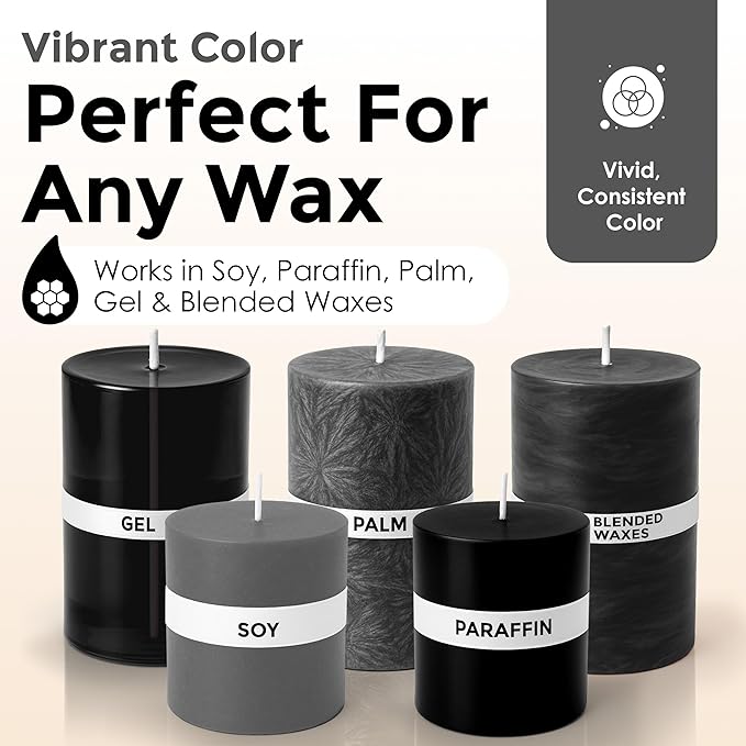 Black Liquid Candle Dye (.25 oz) - Made in the USA - Safe and Easy to Use - Pure and Simple Ingredients - Candle Making Supplies for Soy, Paraffin, Palm or Gel Wax - 10 Vibrant Colors to Choose from