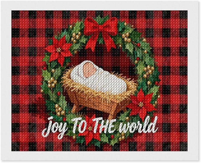 AIVKIEJK Diamond Painting Kits for Adults - Faith Christmas World Joy Painting DIY 5D Full Drill Diamond Dots Paintings with Diamonds Gem Art and Crafts Home Decor 16"x20"