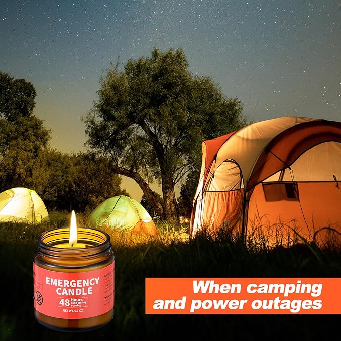Chuarry Emergency Candles for Power Outage 48 Hours Long Burning Survival Candles Soy Wax for Emergency Winter Storm Camp Essentials
