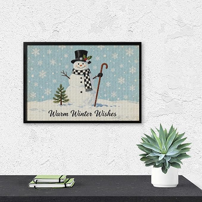 AIVKIEJK Diamond Painting Kits for Adults - Christmas Festive Winter Snowman Warm Winter Wishes Painting DIY 5D Full Drill Diamond Dots Paintings with Diamonds Gem Art and Crafts Home Decor 8"x12"