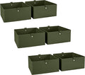 RiverRidge Kids 6pc Folding Storage Bins Set - 10.5”W x 5”H Fabric Boxes with Handles for Closet Organizer & Storage - Olive Cube Storage Organizer for Toys, Clothes & Crafts - Fits RiverRidge Shelves