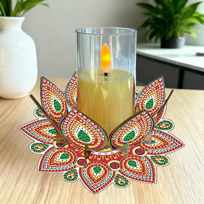 5D DIY Diamond Art Painting PVC Flower Candle Holders Tealight/Tea Light/Votive Candle Holder, for Table Centerpiece Home Décor Party Wedding Dinning-Flower-10