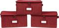 Covermates Keepsakes Zip-Top Storage Box Set, 3 Pack Heavy Duty Polyester Organizer Bins, Stackable Design, ID Window, Reinforced Handles, Closet Home Storage, Red Heather