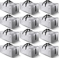 Homesure 12 Pack Large Strong Moving Bags with Zippers & Carrying Handles - Water-Resistant - Heavy Duty Storage Tote for Space Saving Moving Storage, Fold Flat, Alternative to Moving Box (Silver)