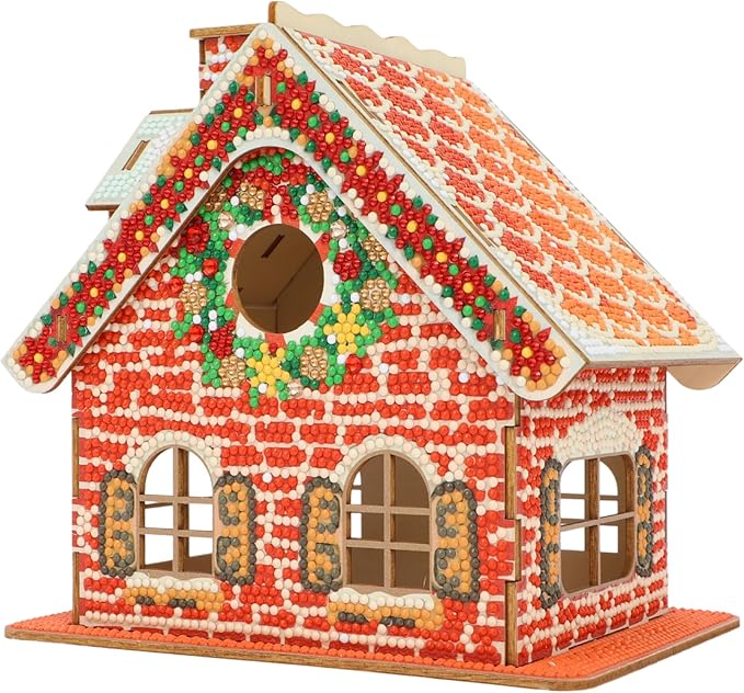 Party Ready 3D Diamond Painting Gingerbread House Christmas Cabin Kit – DIY Holiday Décor, Full Drill Mosaic Art, Festive Craft Kit (Christmas Carbin 2)