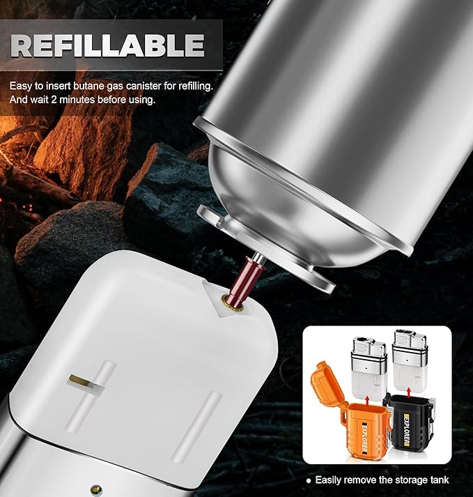 Lafagiet 2 Pack of Torch Lighter, Single & Dual Jet Flame, Windproof, Waterproof, Butane Gas Refillable Lighters Multipack for Candle, Camping, Outdoor Adventure (NO Gas)