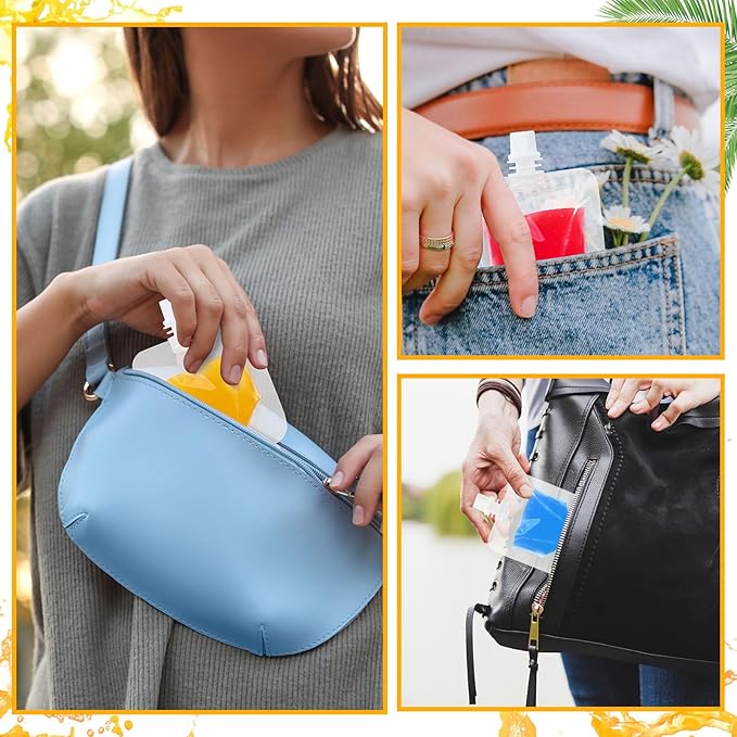200 Pcs Plastic Pouches Bulk Clear Juice Bags Squeeze Pouches Plastic Leak Proof Bags with Funnel for Party Favors (1 oz)