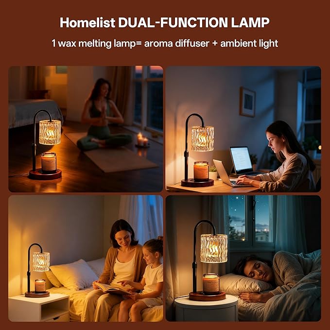 Homelist Candle Warmer Lamp, Adjustable Height for Home Decor, Vintage Candle Warmer Dimmable with Timer, GU10 Bulb, Table Lights for Bedroom, Tea Room, Rest Room