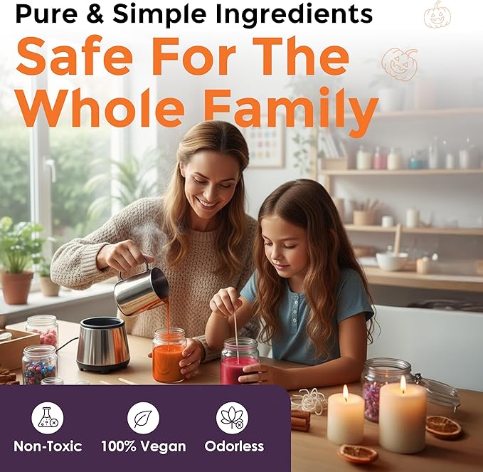 Candle Dye - Made in The USA - 5 Halloween Colors (Orange, Black, White, Purple, Lime Green) for Paraffin or Soy Wax - Highly Concentrated - Great for Professionals or Hobbyist - 50 Dye Chips