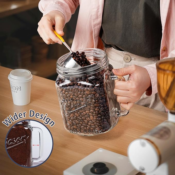 2 Pack Large Mason Jars, 74 oz Wide Mouth Glass Jar with Lid for Fridge, Glass Canisters DIY Favor Decor, Food Container for Sugar, Cookie, Flour, Pickle