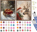 Paint by Number Kit for Adults & Kids, 2 Pack Christmas DIY Painting Kit, 16x20 Inch Canvas Each, with Brushes, Paints & Hanging Kits Unframed
