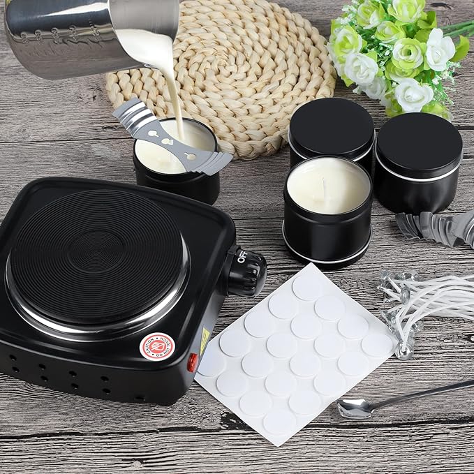 DINGPAI Hot Plate for Candle Making, Black Color Electric Hot Plate for Melting Wax, Chocolate, Candy and More