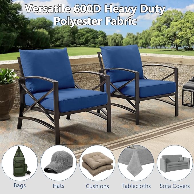 Waterproof Canvas Fabric by The Yard, 58inch 600D Upholstery Fabric Polyester Material Outdoor Water Resistant Material for Sewing Chair Patio Cushion Bag Sofa Seat Repair, 3 Yard Light Blue