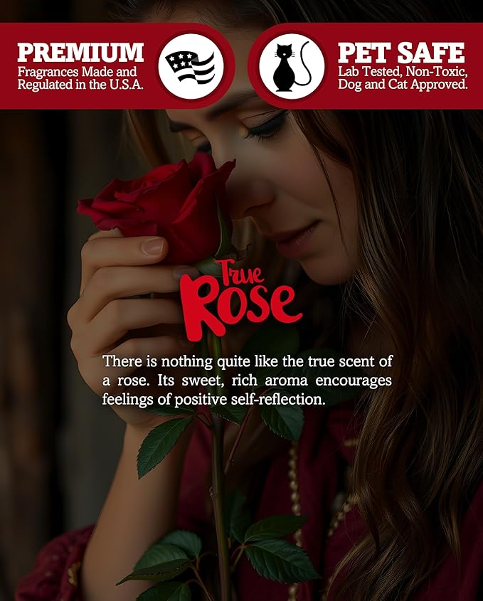 True Rose Highly Scented Natural 3 Wick Candle, Essential Fragrance Oils, 100% Soy, Phthalate & Paraben Free, Clean Burning, 14.5 Oz.