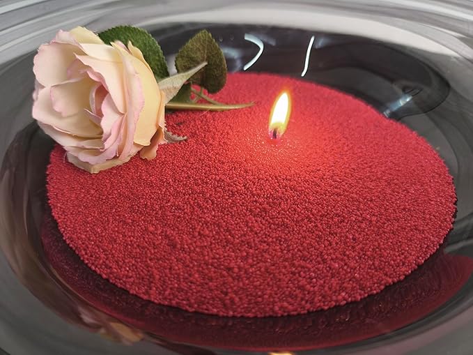 DRMAISON Pearled Candle Wax Sand DIY Kit - 35.3 oz, Cherry Red, Non-Toxic&Smoke-Free, Refillable with 60 Wicks, Long-Lasting Flame, Highly Customizable for Wedding, Party&Holiday Decor