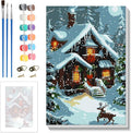 Skyboda Christmas Paint by Numbers Kit for Adults Beginners with Frame, Landscape Adult Paint by Number Kits on Canvas, Easy DIY Oil Painting Kits for Home Decor, 8x12in