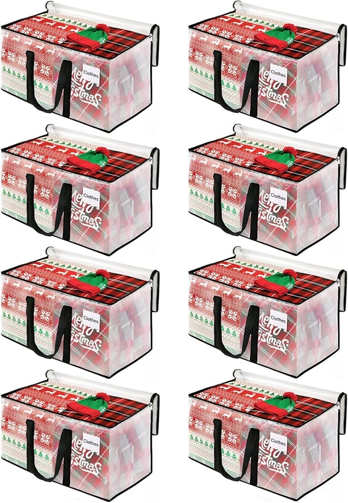 BlissTotes Clear Moving Bags Heavy Duty,76L Extra Large Storage Bags with Zipper & Reinforced Handles, Waterproof PP Moving Totes for Clothes, Bedding, Comforters, Space Saving Storage (8 Pack)