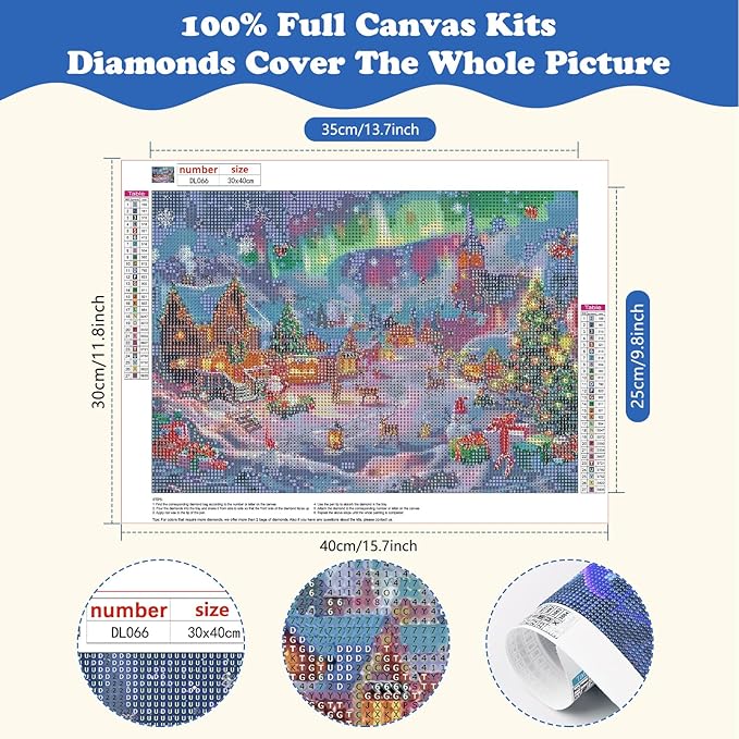 SENQAO Christmas Eve Diamond Art Kits for Adult, Santa Claus Diamond Painting Kits for Beginners, DIY Full Drill Winter Holdiay Rhinestone Diamond Dots Gem Painting Art Craft Home Decor 12 x16 Inch