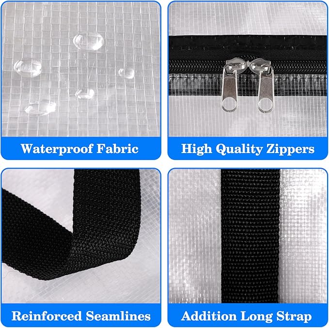 BlissTotes 8-Pack Large Moving Bags with Backpack Straps & Strong Zippers, Heavy-Duty Storage Bags Moving Boxes for Space Saving, Dorms, Transport, 125L-30 Gallons, Clear