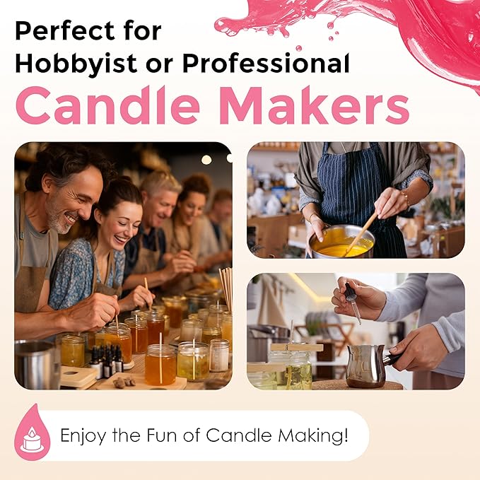 Pink Liquid Candle Dye (1 oz) - Made in the USA - Safe and Easy to Use - Pure and Simple Ingredients - Candle Making Supplies for Soy, Paraffin, Palm or Gel Wax - 10 Vibrant Colors to Choose from